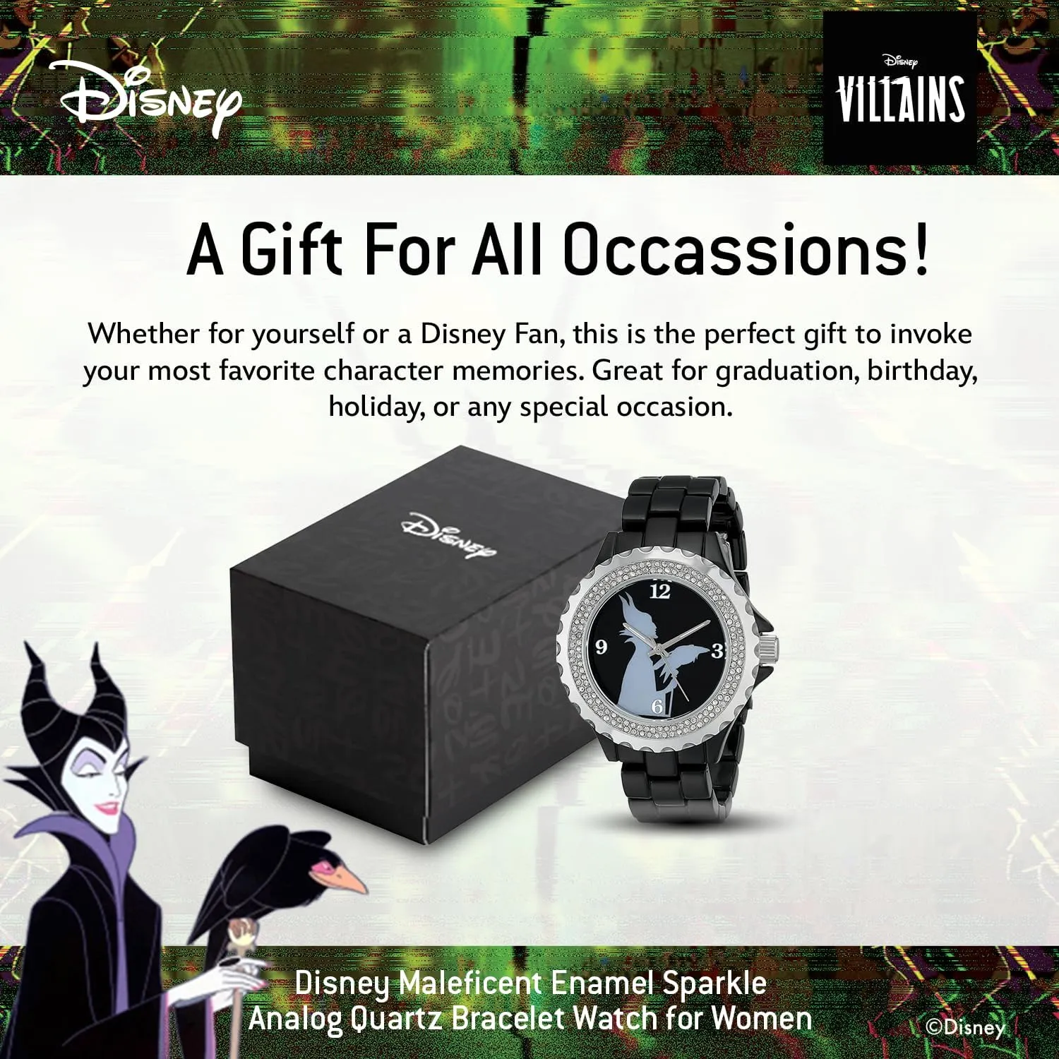 Analog Quartz Bracelet verifiable Watch Disney Adult Enamel Sparkle 