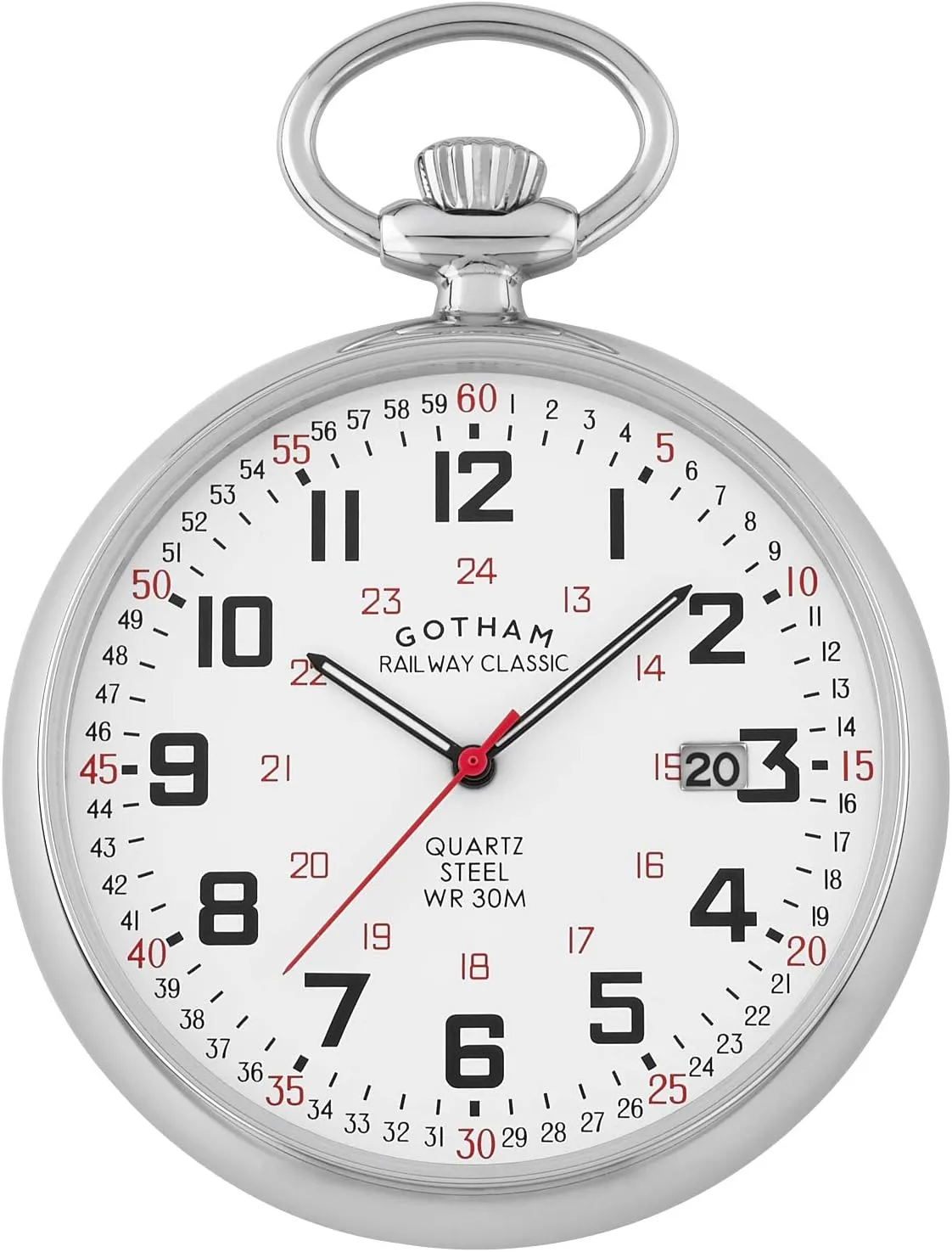 Analog Quartz Date Railroad Pocket adult spiny rail daylight Watch # GWC14105S Gotham Men's Stainless Steel 