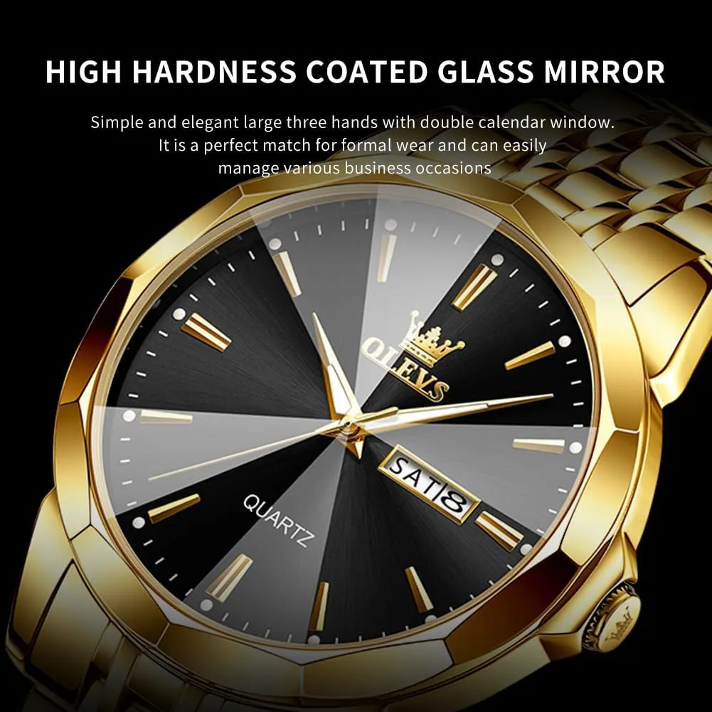 Analog Quartz Stainless Steel Waterproof Luminous Date Two Tone deal concurrent posthumous erosion satellite melodious Luxury Casual Wrist Watch OLEVS Watch for Men Diamond Business Dress 