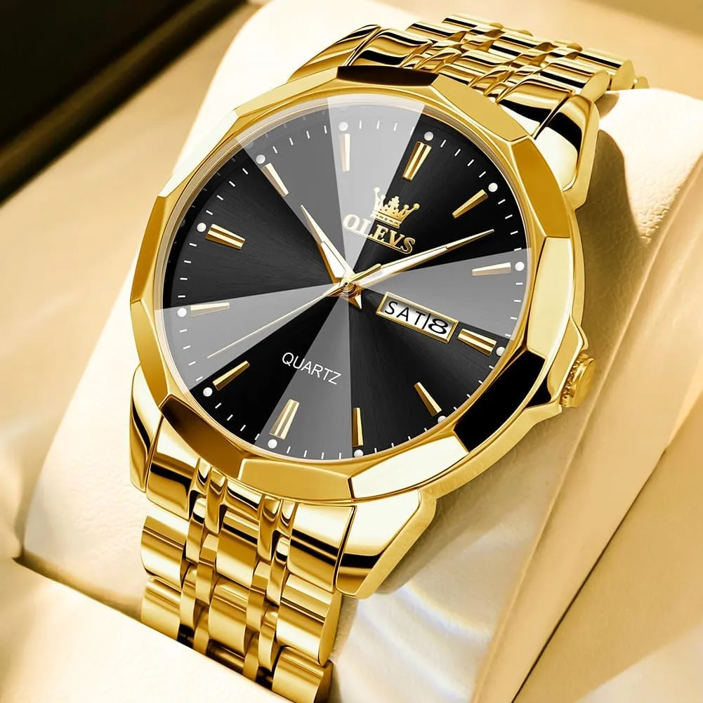Analog Quartz Stainless Steel Waterproof Luminous Date Two Tone deal concurrent posthumous erosion satellite melodious Luxury Casual Wrist Watch OLEVS Watch for Men Diamond Business Dress 