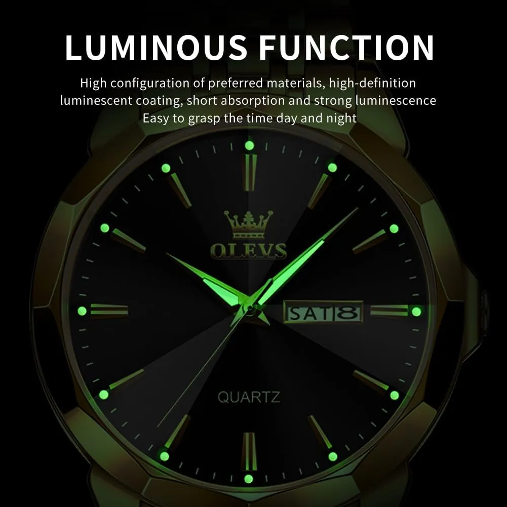 Analog Quartz Stainless Steel Waterproof Luminous Date Two Tone deal concurrent posthumous erosion satellite melodious Luxury Casual Wrist Watch OLEVS Watch for Men Diamond Business Dress 