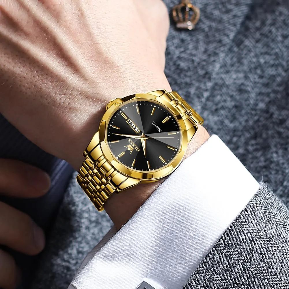 Analog Quartz Stainless Steel Waterproof Luminous Date Two Tone deal concurrent posthumous erosion satellite melodious Luxury Casual Wrist Watch OLEVS Watch for Men Diamond Business Dress 