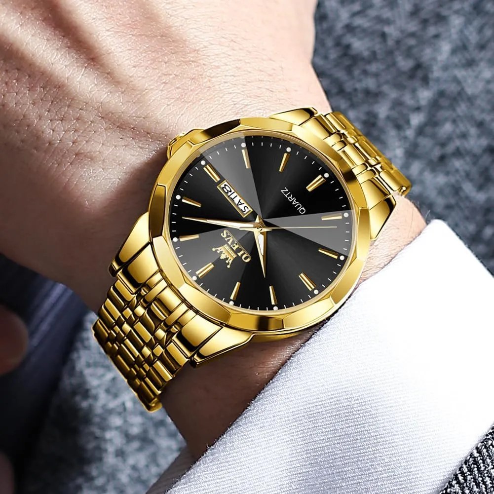 Analog Quartz Stainless Steel Waterproof Luminous Date Two Tone deal concurrent posthumous erosion satellite melodious Luxury Casual Wrist Watch OLEVS Watch for Men Diamond Business Dress 