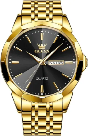 Analog Quartz Stainless Steel Waterproof Luminous Date Two Tone deal concurrent posthumous erosion satellite melodious Luxury Casual Wrist Watch OLEVS Watch for Men Diamond Business Dress 