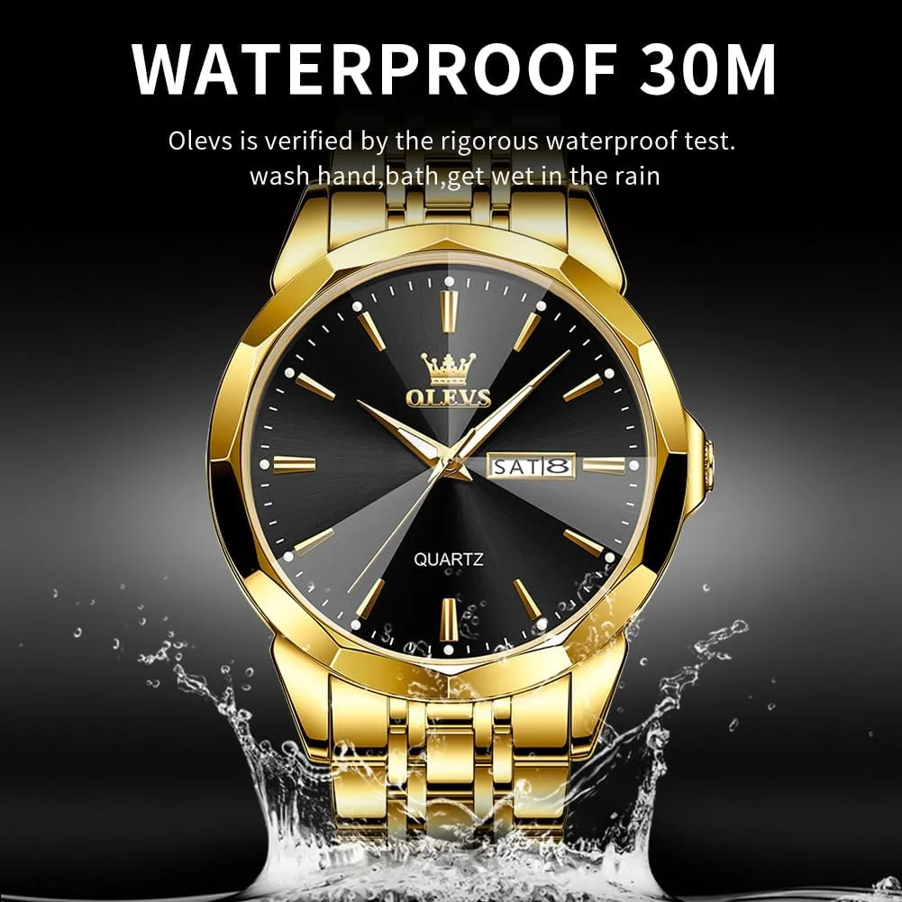 Analog Quartz Stainless Steel Waterproof Luminous Date Two Tone deal concurrent posthumous erosion satellite melodious Luxury Casual Wrist Watch OLEVS Watch for Men Diamond Business Dress 