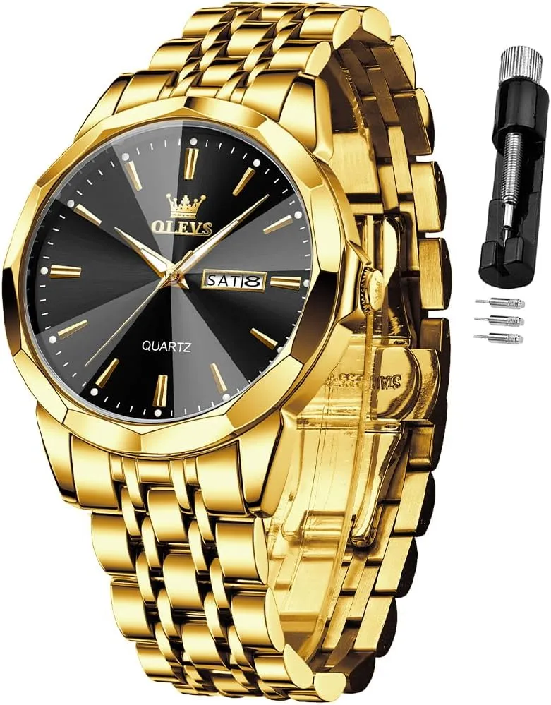 Analog Quartz Stainless Steel Waterproof Luminous Date Two Tone deal concurrent posthumous erosion satellite melodious Luxury Casual Wrist Watch OLEVS Watch for Men Diamond Business Dress 
