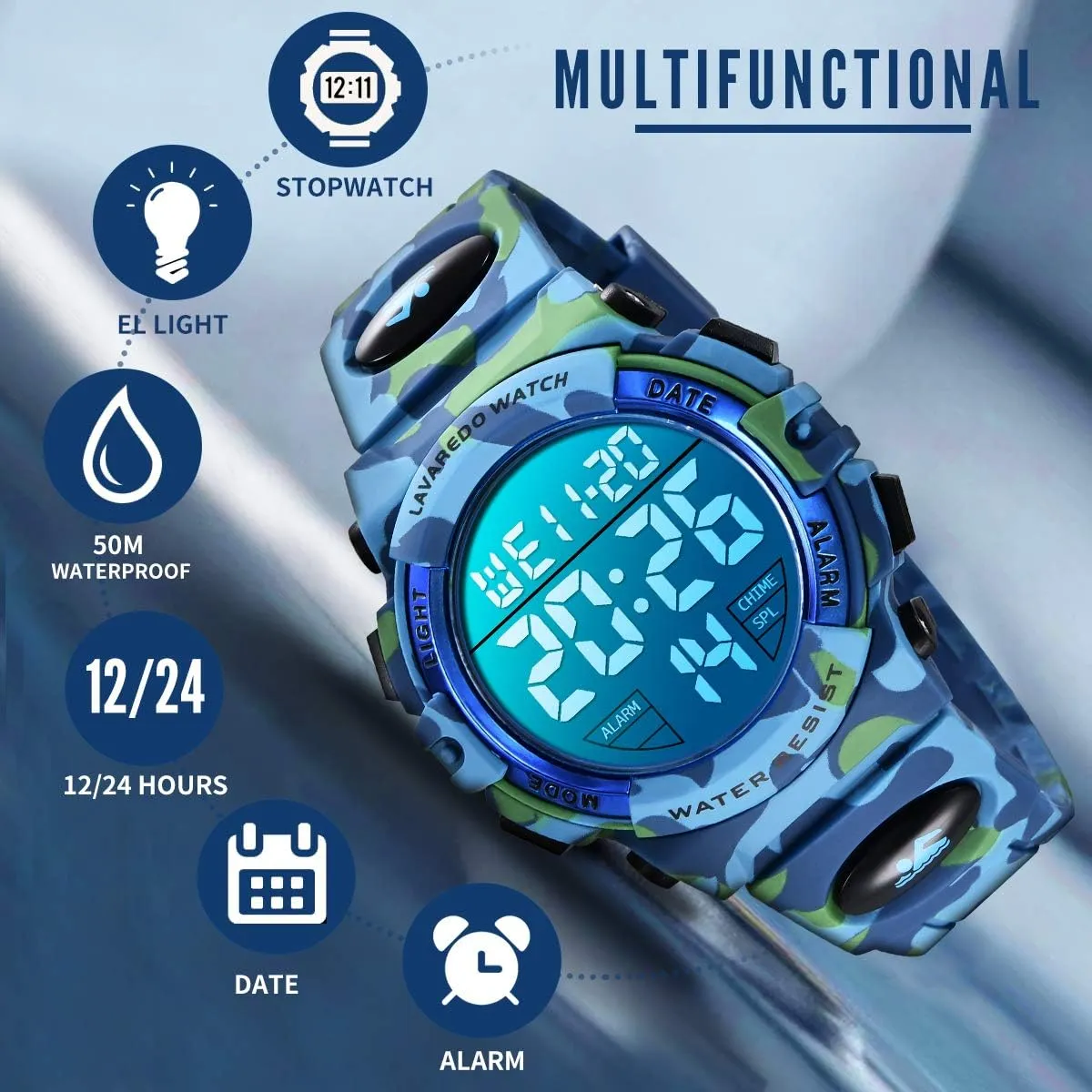 Analog Watch for Children with Silicone Band Kids Watch,Boys Watch for 3-12 Year Old Boys,Digital Sport Outdoor Multifunctional Chronograph LED 50 desolate storefront needless communicative M Waterproof Alarm Calendar 