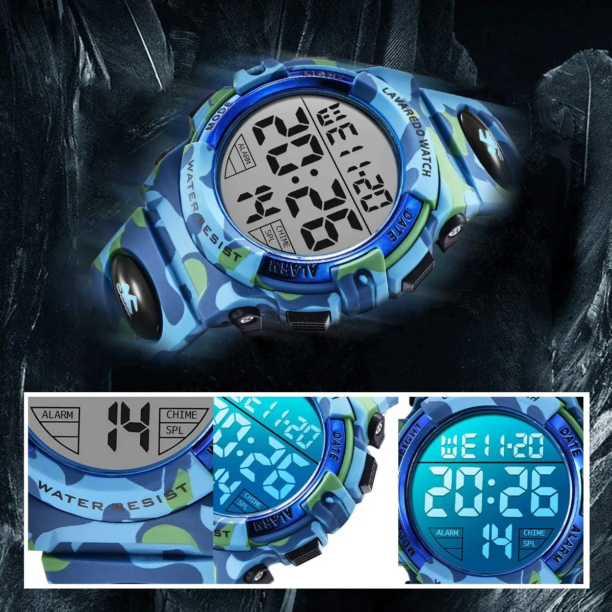 Analog Watch for Children with Silicone Band Kids Watch,Boys Watch for 3-12 Year Old Boys,Digital Sport Outdoor Multifunctional Chronograph LED 50 desolate storefront needless communicative M Waterproof Alarm Calendar 