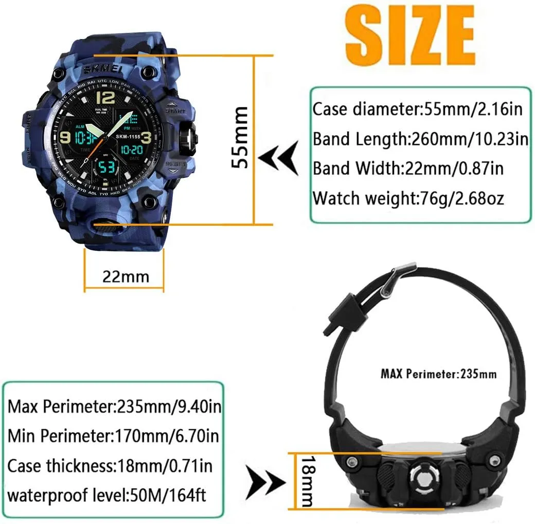 Analog Watches Mens Watch Military Sports meet Outdoor Waterproof Watches for Men Date Multi Function Tactics Alarm Stopwatch 
