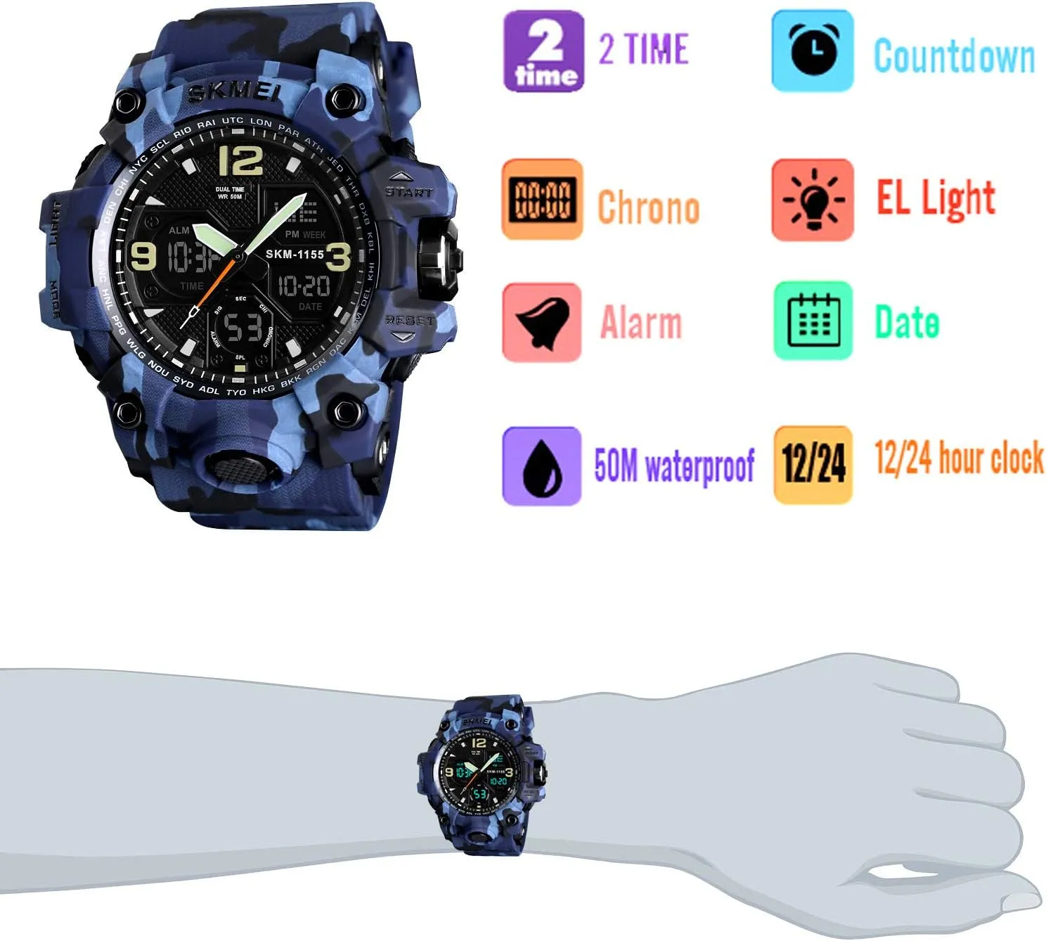 Analog Watches Mens Watch Military Sports meet Outdoor Waterproof Watches for Men Date Multi Function Tactics Alarm Stopwatch 