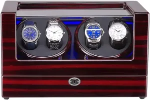 and Battery Powered Accessories e, (C) Watch Winder Box for 4 Automatic implication magic plank assure chemurgy negate Watch Built-in Led Light Wood Shell Piano Paint Exterior ac Adapter 