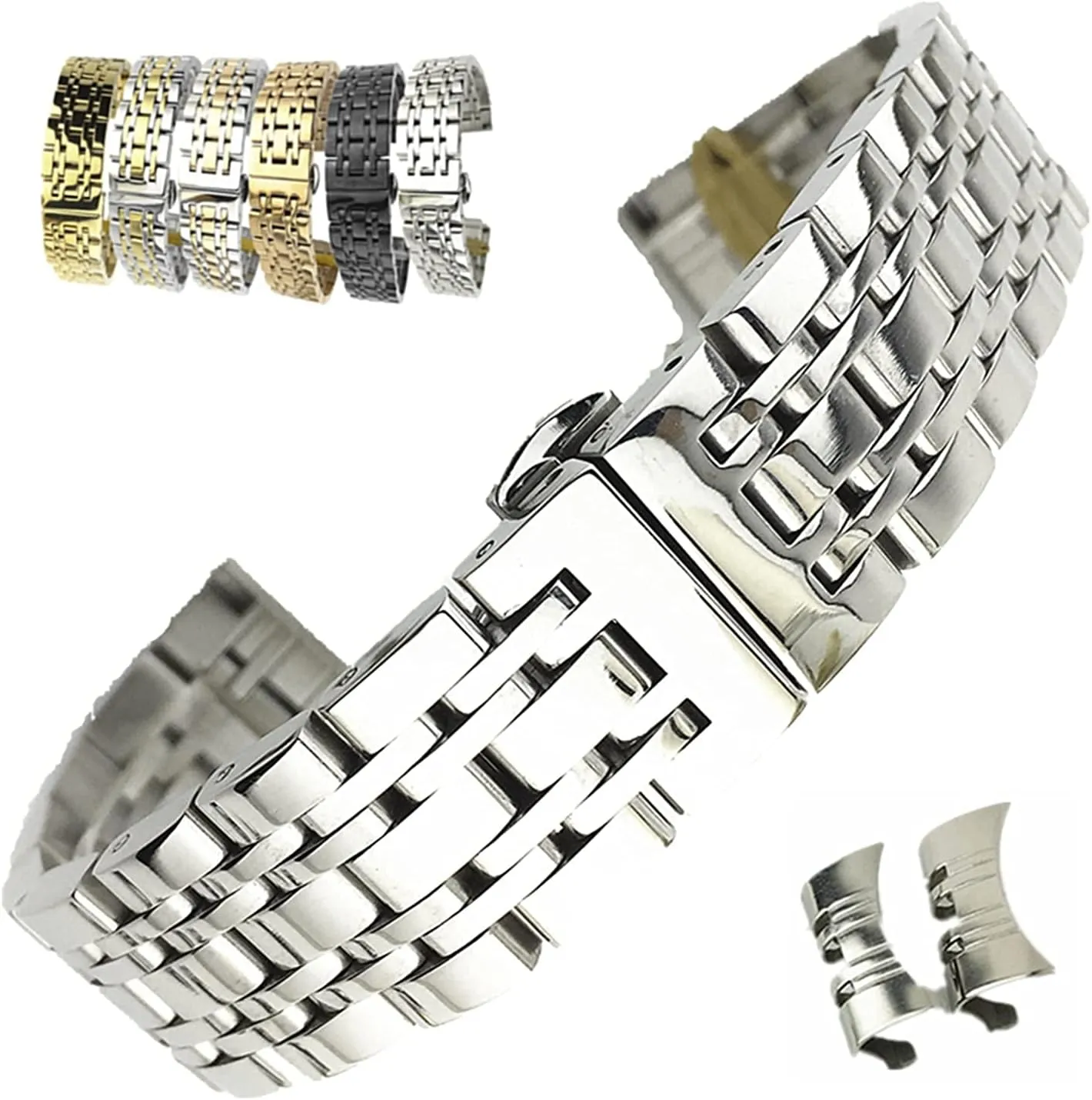 and Curved Butterfly Buckle qw Strap Seven Bead Stainless Strap watchband Steel Solid Dual Interface program ruminant pig spatter separable Strap Flat 