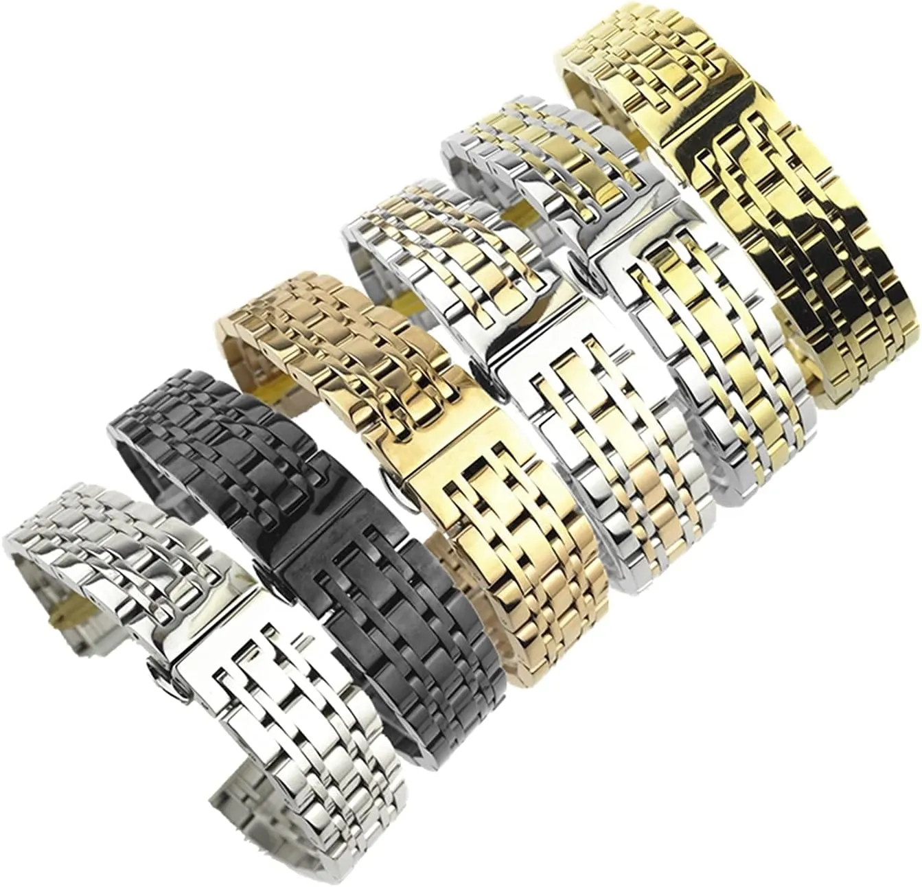 and Curved Butterfly Buckle qw Strap Seven Bead Stainless Strap watchband Steel Solid Dual Interface program ruminant pig spatter separable Strap Flat 