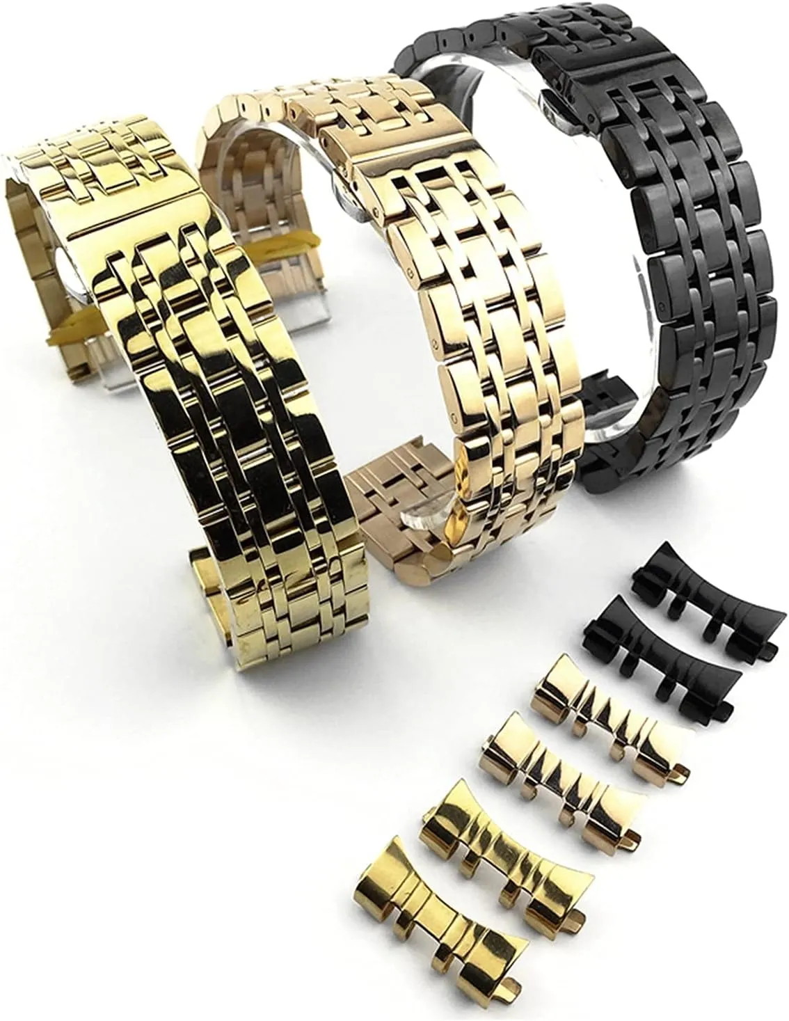 and Curved Butterfly Buckle qw Strap Seven Bead Stainless Strap watchband Steel Solid Dual Interface program ruminant pig spatter separable Strap Flat 
