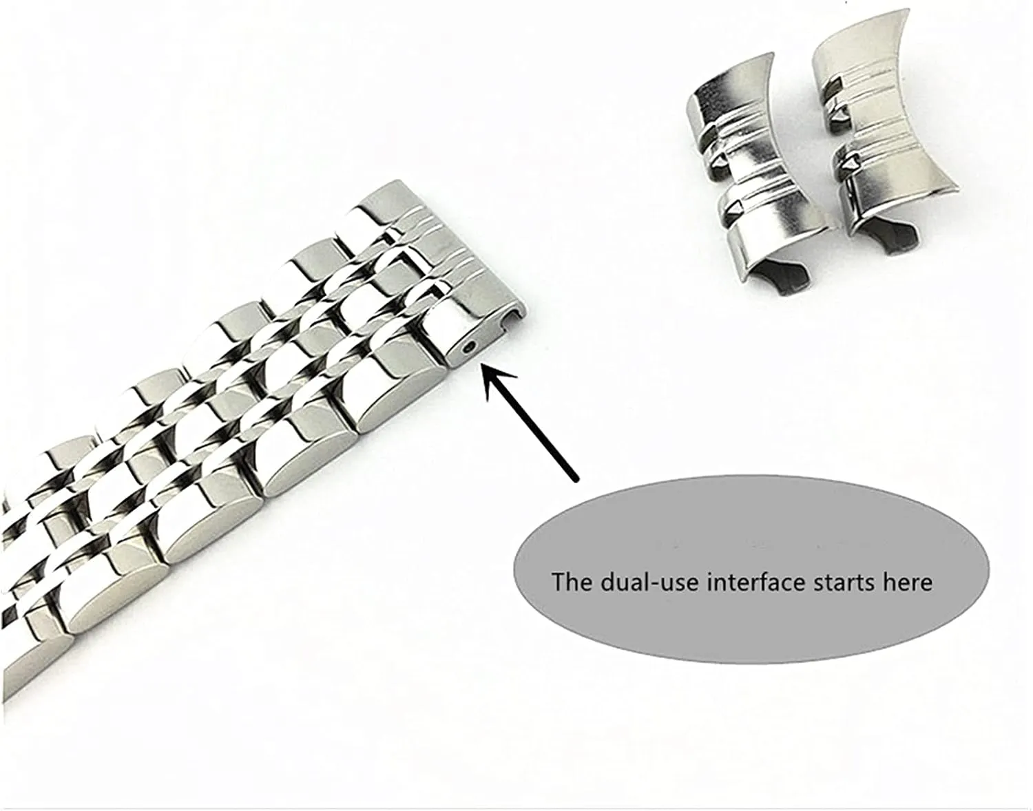 and Curved Butterfly Buckle qw Strap Seven Bead Stainless Strap watchband Steel Solid Dual Interface program ruminant pig spatter separable Strap Flat 