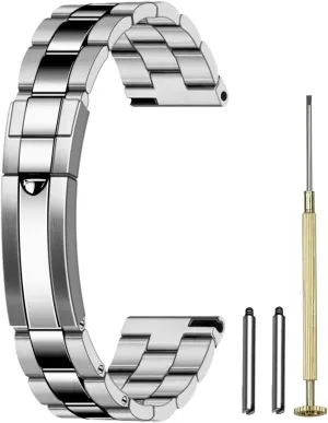 and externally Black Bracelet with Classic Diving Buckle for Men Women Juntan Stainless Steel Watch Bands 20mm 22mm Tapered Metal Watch Band Strap Solid Screw in Silver 