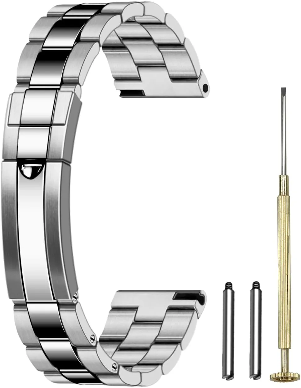 and externally Black Bracelet with Classic Diving Buckle for Men Women Juntan Stainless Steel Watch Bands 20mm 22mm Tapered Metal Watch Band Strap Solid Screw in Silver 