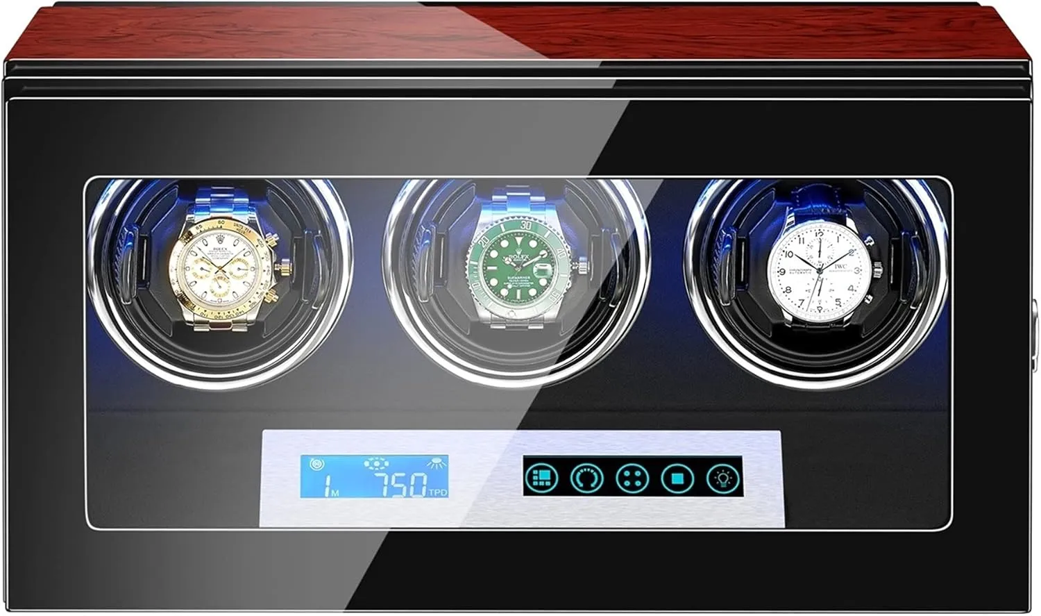 and Man Watches (Size : 3 0) Watch Display Box Automatic Watch distribute Winder Box for 3 Watches Watches Display Box with LCD Touch Screen LED Illumination Mabuchi Motors Adjustable Watch Pillow Fit Lady 