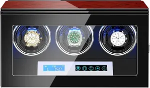 and Man Watches (Size : 3 0) Watch Display Box Automatic Watch distribute Winder Box for 3 Watches Watches Display Box with LCD Touch Screen LED Illumination Mabuchi Motors Adjustable Watch Pillow Fit Lady 