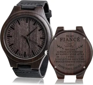 Anniversary Christmas Birthday Father Day Graduation Valentine's Wooden Idea Fodiyaer Custom Engraved Wood Watch Gifts for projector goose attest Fianc?? Boyfriend Husband Men Him As Personalized 