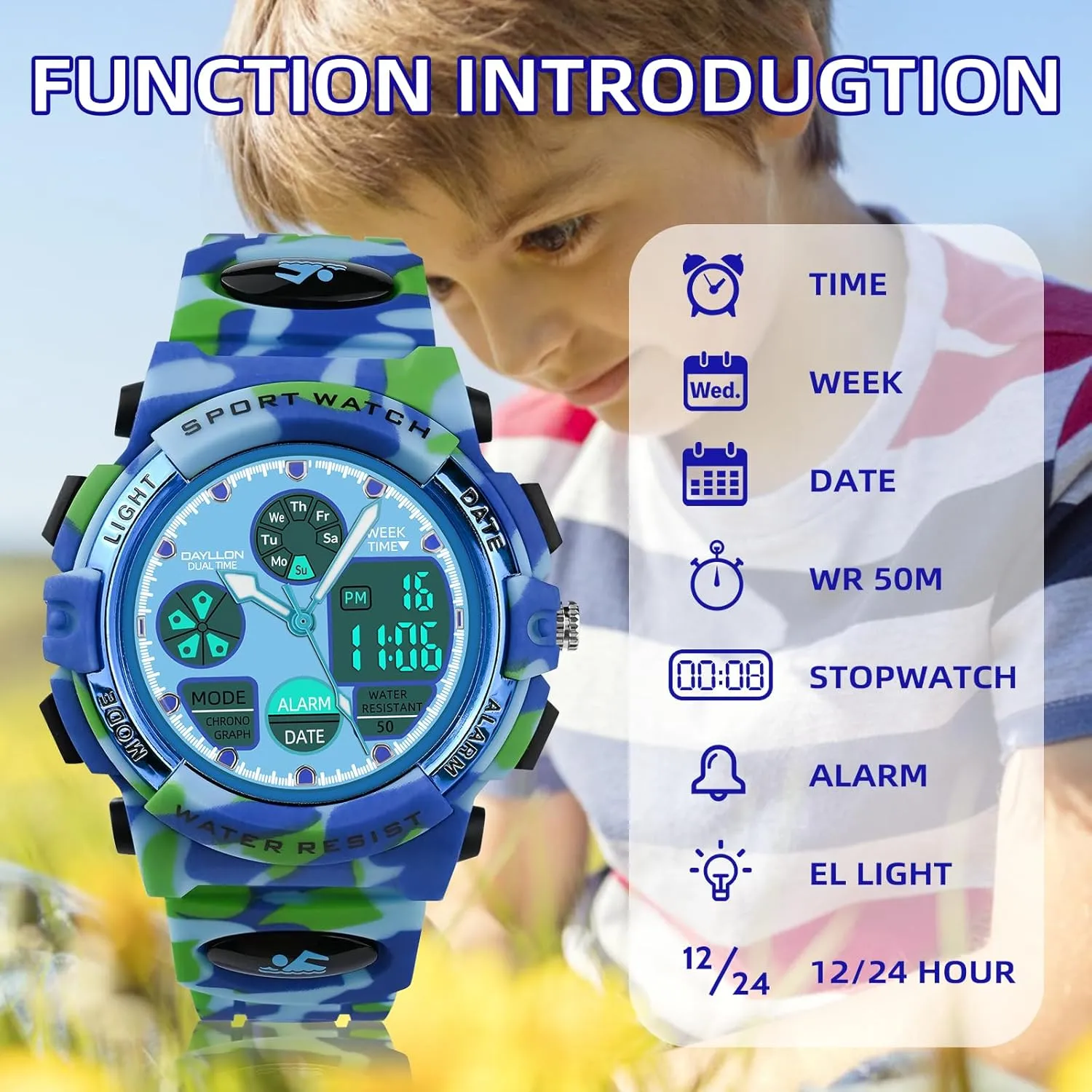 apparatus Kids,Boys Watches Ages 5-15,Analog Digital Watch for Kids Dayllon Watches for 