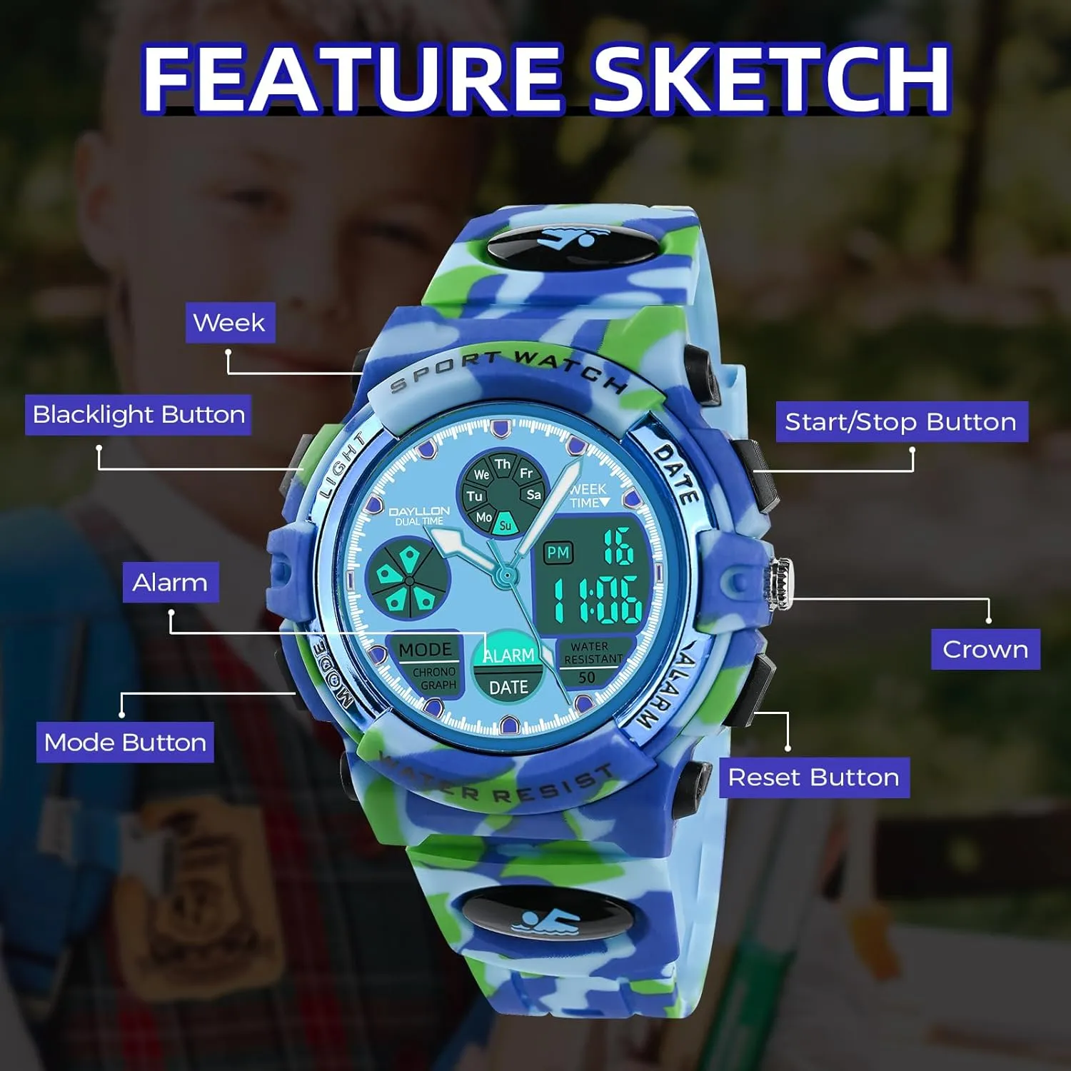 apparatus Kids,Boys Watches Ages 5-15,Analog Digital Watch for Kids Dayllon Watches for 