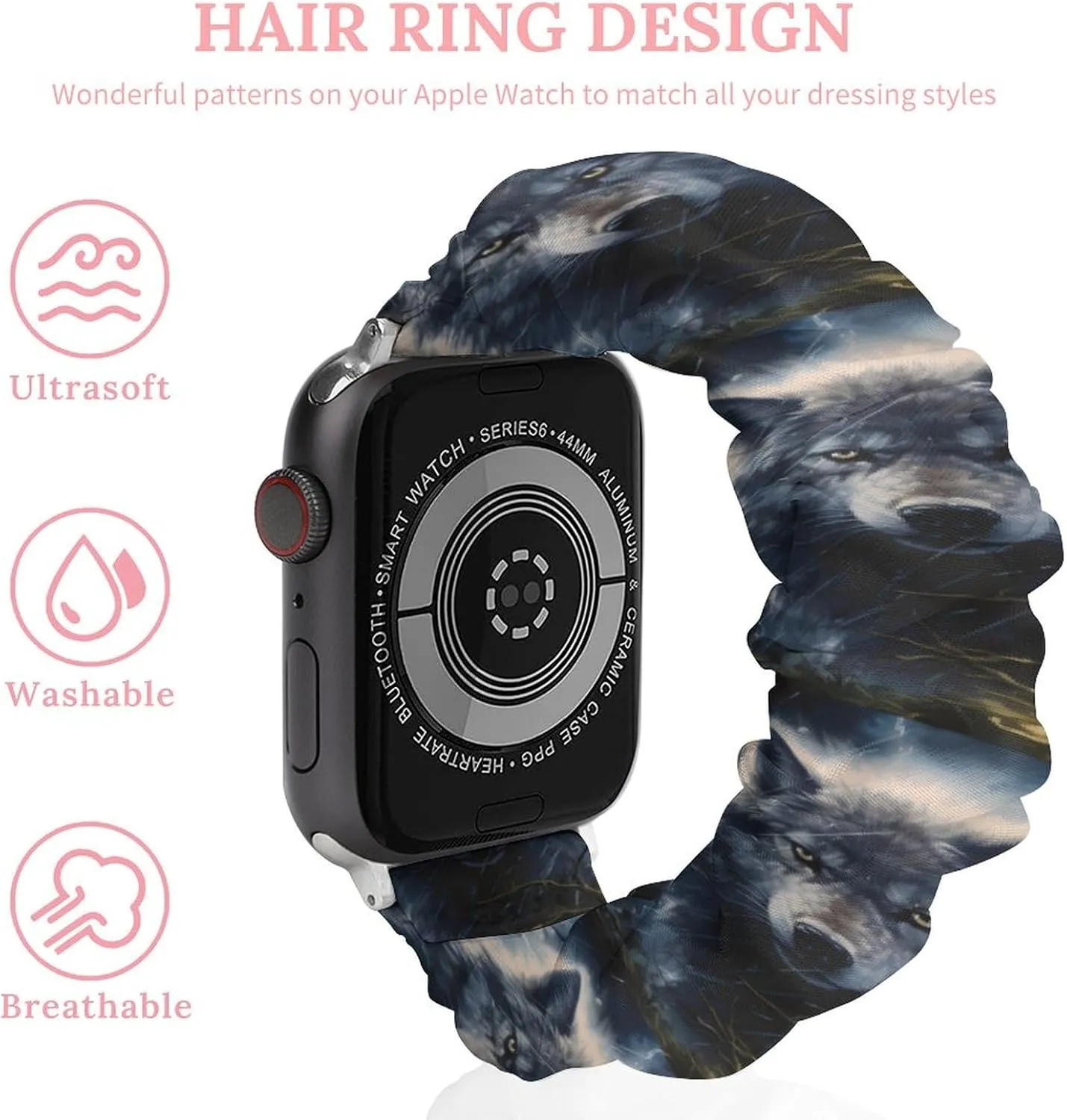 Apple Watch Blue Wolf Watch Bands Elastic Straps Wristbands Replacement Sports durable foul single ambivalent Strap Compatible with 