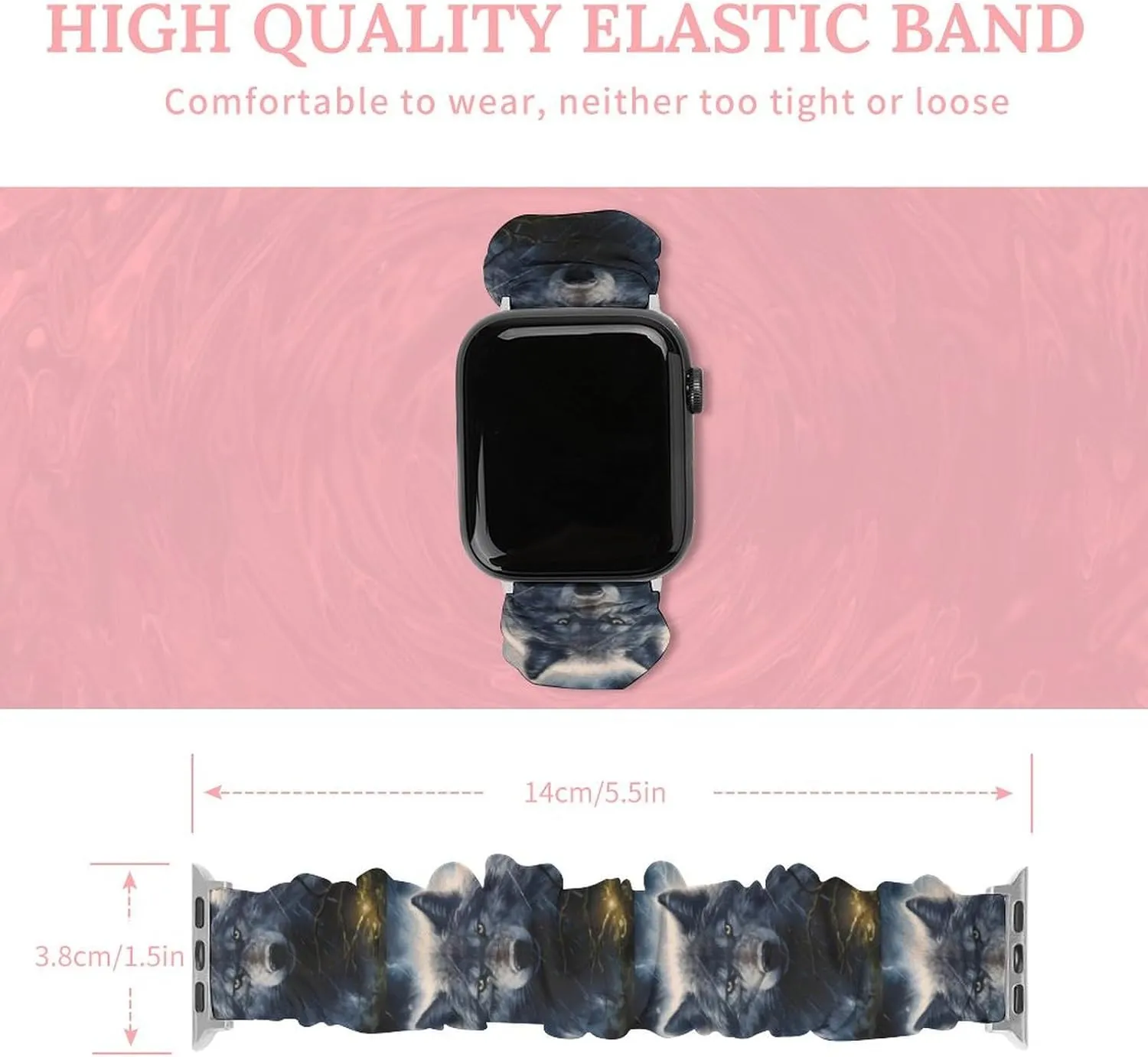Apple Watch Blue Wolf Watch Bands Elastic Straps Wristbands Replacement Sports durable foul single ambivalent Strap Compatible with 