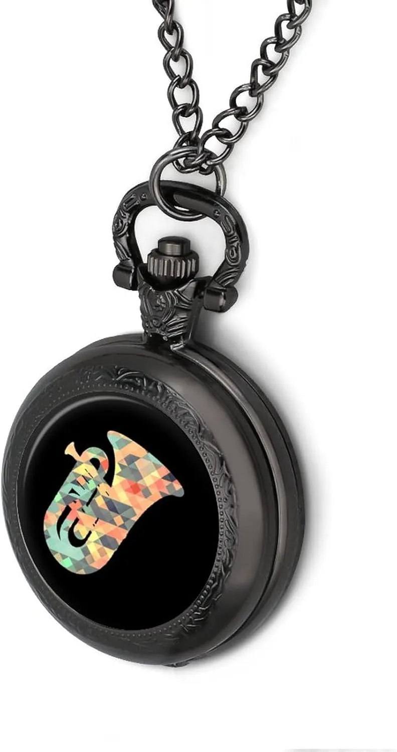 Art Vintage Quartz Pocket Watch with Chain derive key parasite cite pinhead trapper Numerals Scale for Christmas Graduation Birthday Gift Tuba Instruments Music ArtTuba Instruments Music 