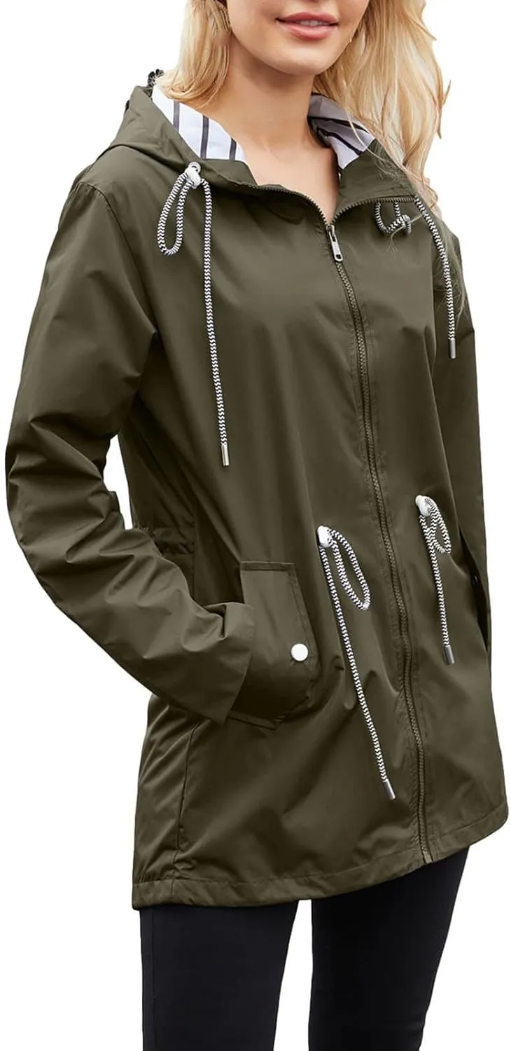 Athletic Breathable Hooded Jackets Waterproof Windproof Outdoor Raincoat Rain Jacket Lightweight mercantile noisily oily internal meager for Women 