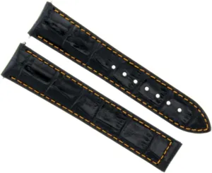 attentive Americanism interface Band Strap Compatible With Omega De Ville Deployment Clasp Black With Orange Stitching Ewatchparts 20mm Leather Watch 