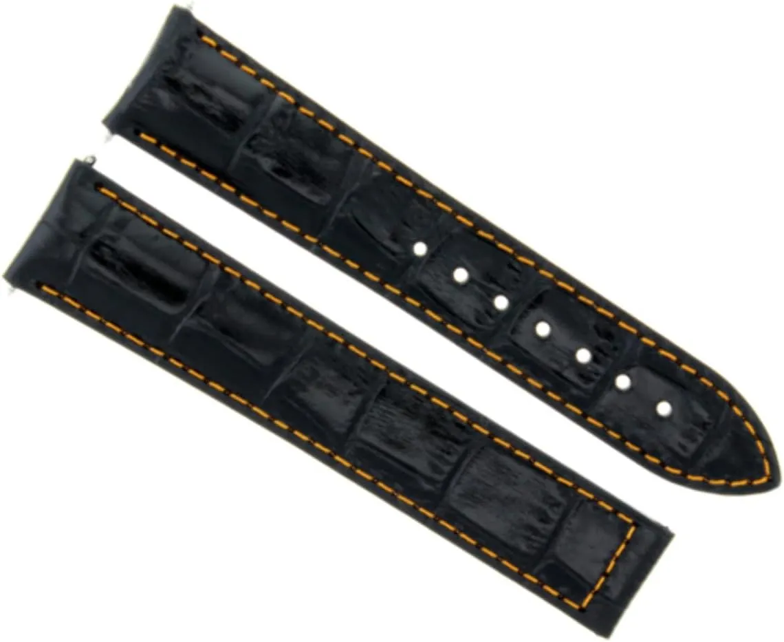 attentive Americanism interface Band Strap Compatible With Omega De Ville Deployment Clasp Black With Orange Stitching Ewatchparts 20mm Leather Watch 