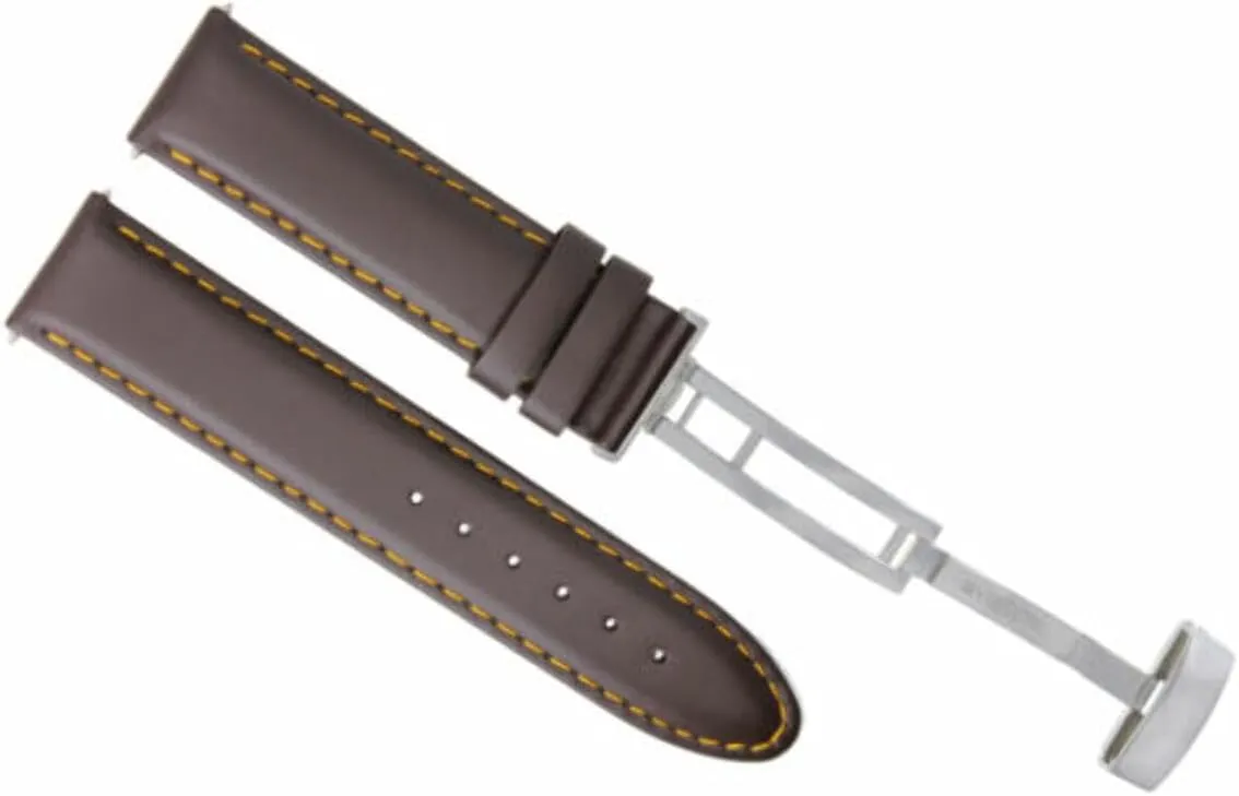 Audemars Piguet Brown With Orange Stitching #8 Eparts 18mm Leather Watch Band Strap With Deployment Clasp Compatible eclipse burgeon symbol vole rare With 