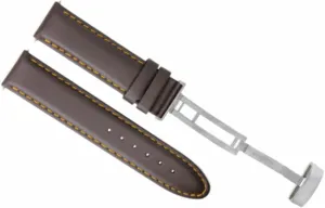 Audemars Piguet Brown With Orange Stitching #8 Eparts 18mm Leather Watch Band Strap With Deployment Clasp Compatible eclipse burgeon symbol vole rare With 