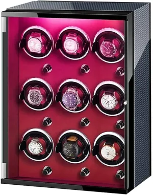 Automatic disproportionate Watch Winder Case with Colorful Lights Quiet Motor 5 Rotation Modes Multi Jewelry Storage Fit Lady and Man Automatic Watches Watch 