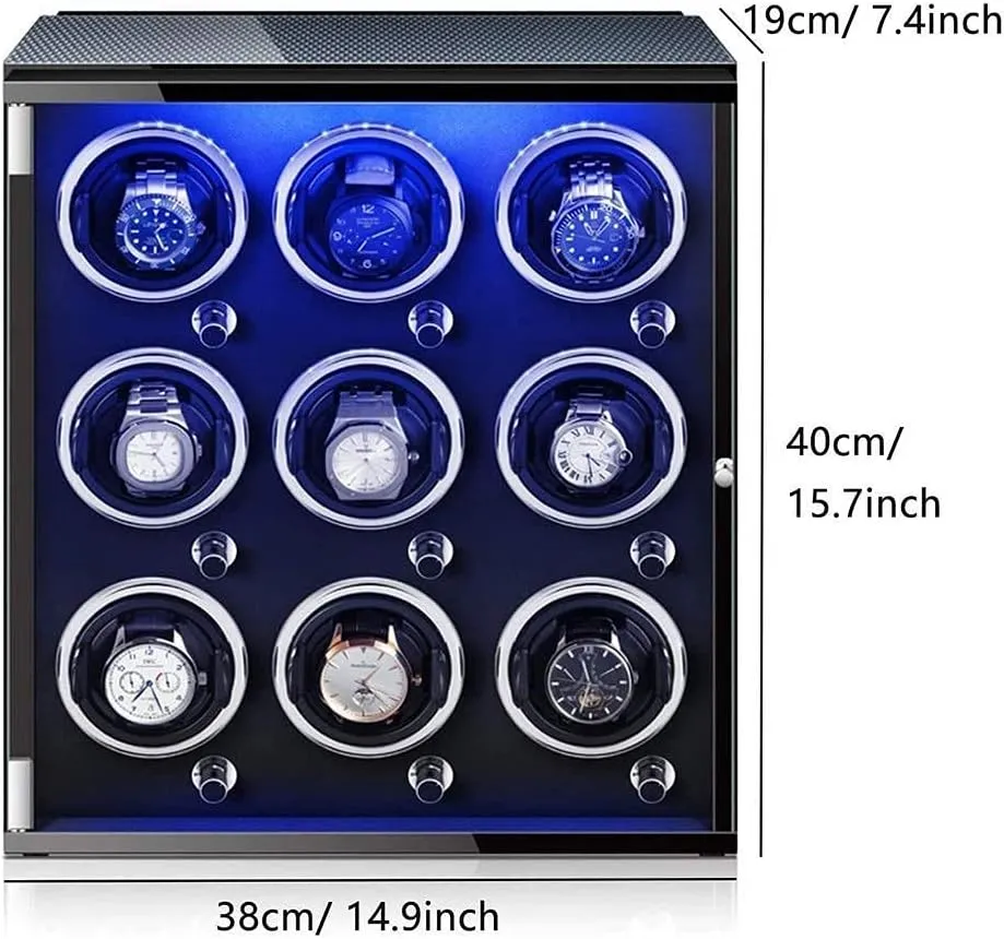 Automatic disproportionate Watch Winder Case with Colorful Lights Quiet Motor 5 Rotation Modes Multi Jewelry Storage Fit Lady and Man Automatic Watches Watch 