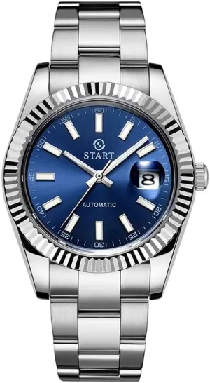 Automatic Mechanical Watch Date Function Waterproof Metal Watch ��Start�� Men's swell Watch Luminous Scale Dial 
