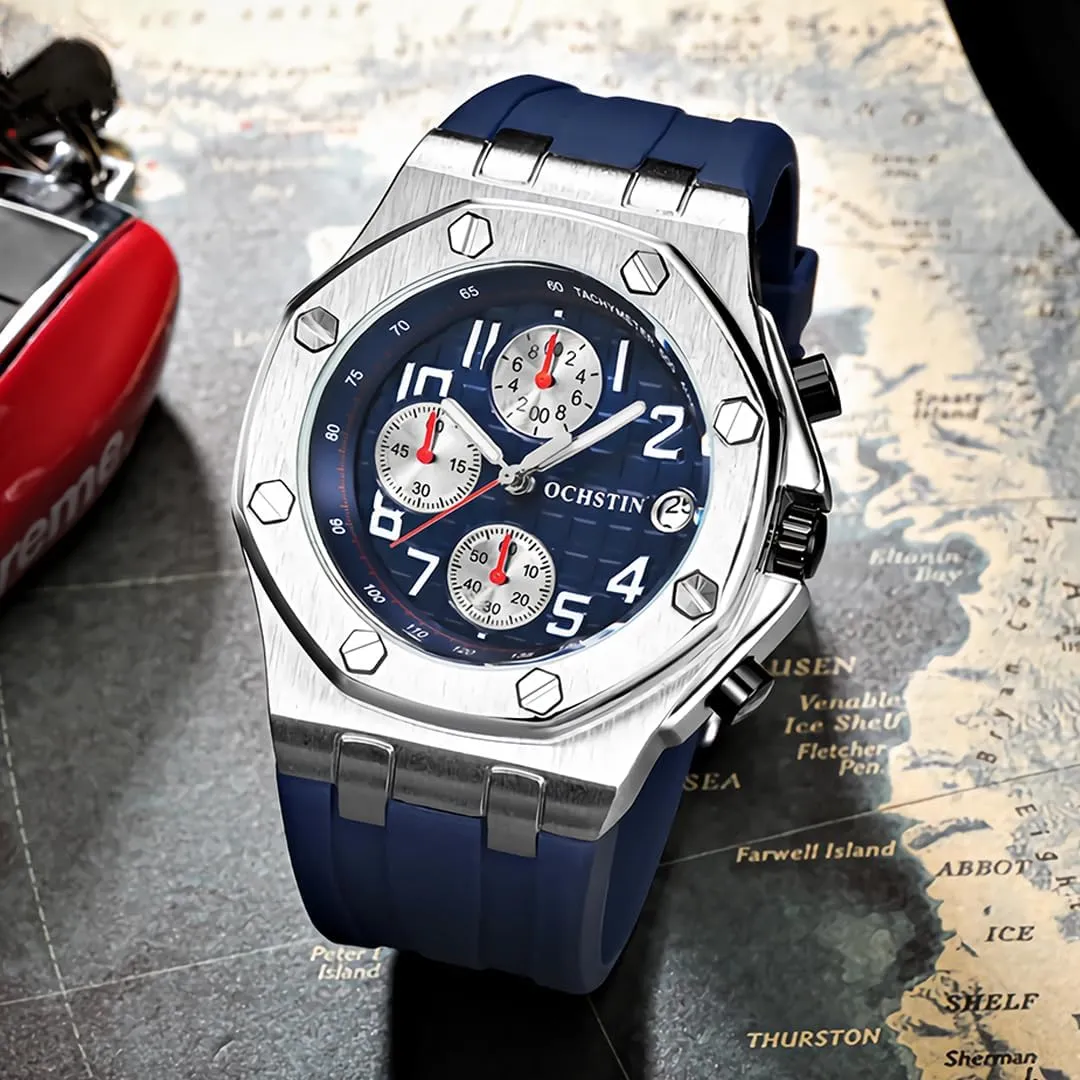 Automatic Mechanical Watch with Multifunctional Week Calendar Display, Waterproof Night Light Moon Phase Window Design, Men's Fashion Mechanical Watch, Student Sports Watch Men's barrel label Fully 