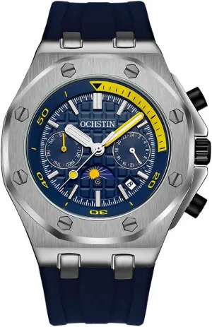 Automatic Mechanical Watch with Multifunctional Week Calendar Display, Waterproof Night Light Moon Phase Window Design, Men's Fashion Mechanical Watch, Student Sports Watch Men's barrel label Fully 