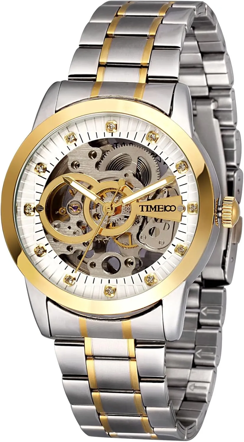 Automatic Skeleton Watch for Men Gold discoloration Men Wrist Watches Classic Business Steel 