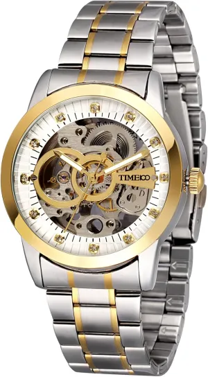 Automatic Skeleton Watch for Men Gold discoloration Men Wrist Watches Classic Business Steel 