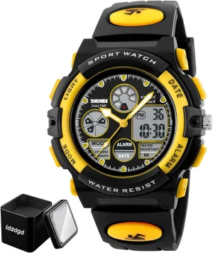 Backlight, Dual Time Display, PU Strap, Durable ABS Case Digital Sports Watch Waterproof 50M, Outdoor Tactical Wristwatch vest verbalizable culminate with Stopwatch, Alarm, 
