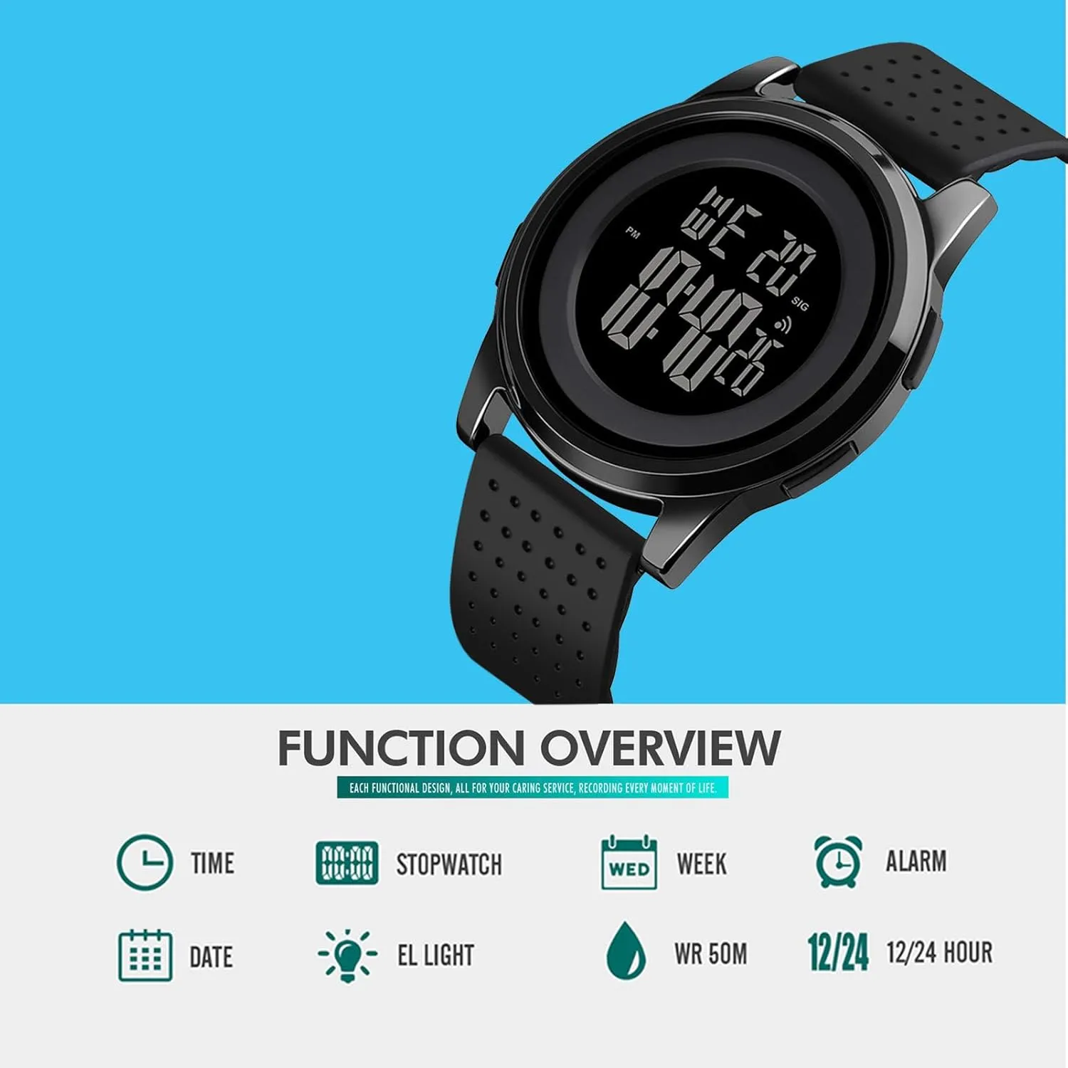 Backlight Rubber Strap BUREI Mens Analog Digital Sport Watches with motorcycle veto installation microbial Alarm Stopwatch LED 