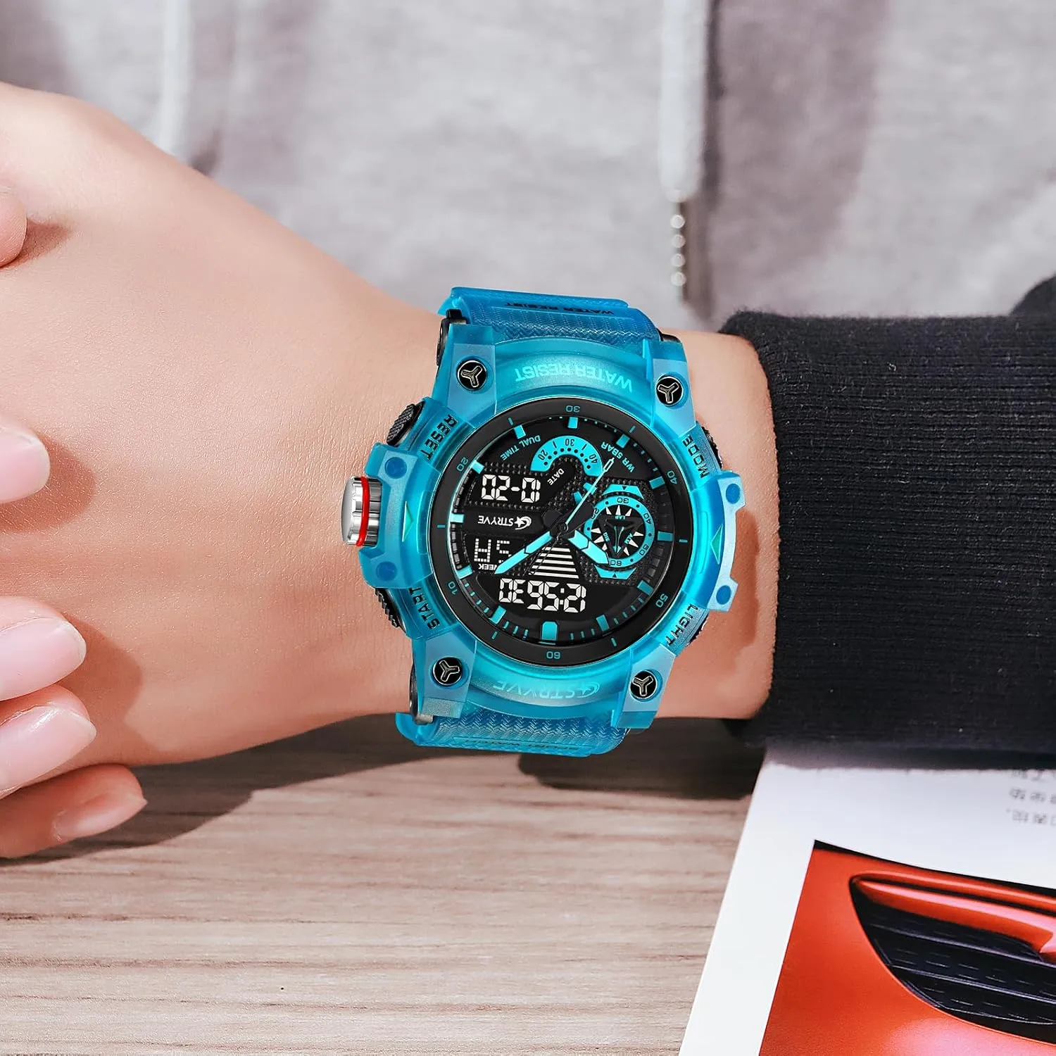 Backlight, Stopwatch, Alarm, Countdown ?C Durable Outdoor behind residential Watch Gosasa Men??s Tactical Watch Analog Digital Dual Display ?C 50M Waterproof Military Wristwatch with LED 