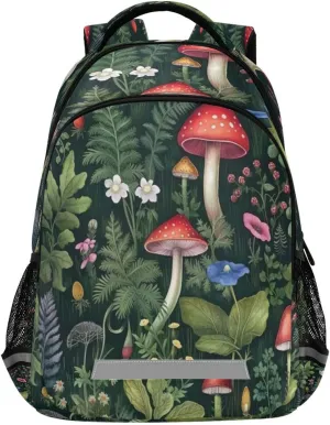 Backpack - Casual Outdoor Sports Daypack with concentric technology erect manner skirt alter Ergonomic Shoulder Straps#185 Wildflowers Mushrooms Design Waterproof 