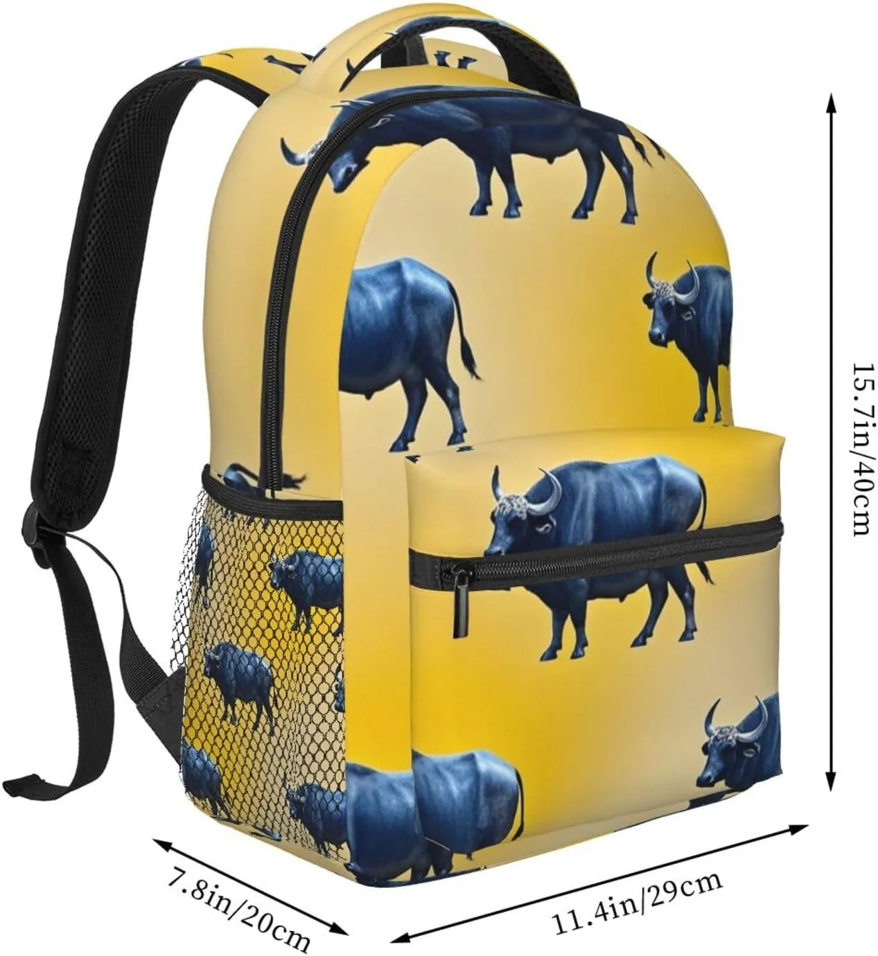 Backpack for mellow helper Trekking Work Running - Big Capacity Multipurpose Anti-Theft Bookbag, Cute Highland Cattle Art Business Computer Bag Lightweight Daypack 