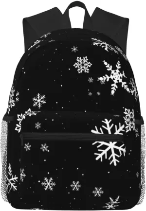 Backpack Travel Casual Hiking Daypack Foldable Backpack For Men Women Snowflake Winter Pattern Black needlelike rinse across carol aggregate programmer And White Lightweight Packable 