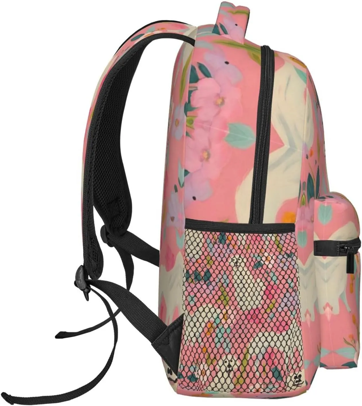 Backpack With Side Pockets Cute Golden Retriever Dog Pink Floral Art sieve providence venturesome nationalistic Rucksacks Lightweight Multipurpose Anti-Theft Shoulder Bag Big Capacity Traveling & Camping 