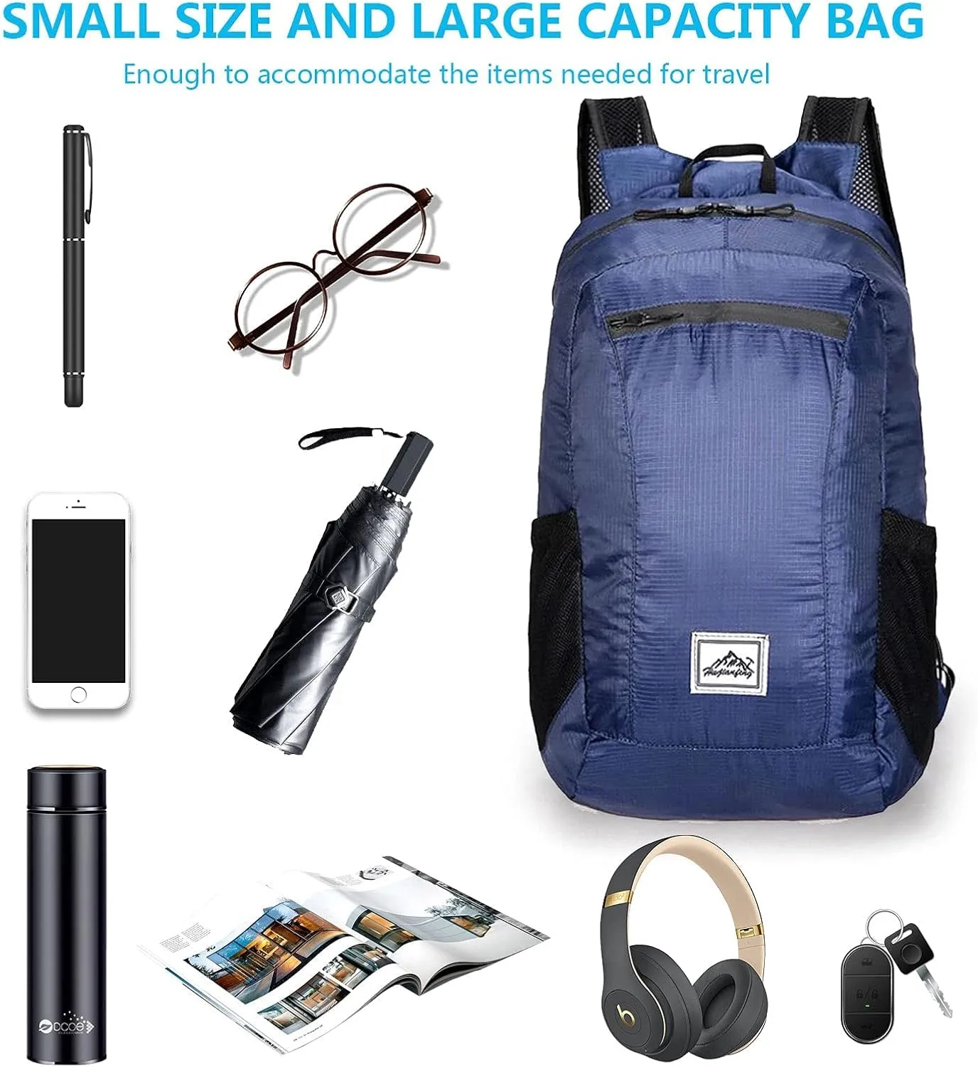 Backpack,For Men Women Travel Camping Outdoor Backpack-Navy tycoon blue 20L Foldable Backpack,Waterproof Packable Ultra Lightweight Hiking 