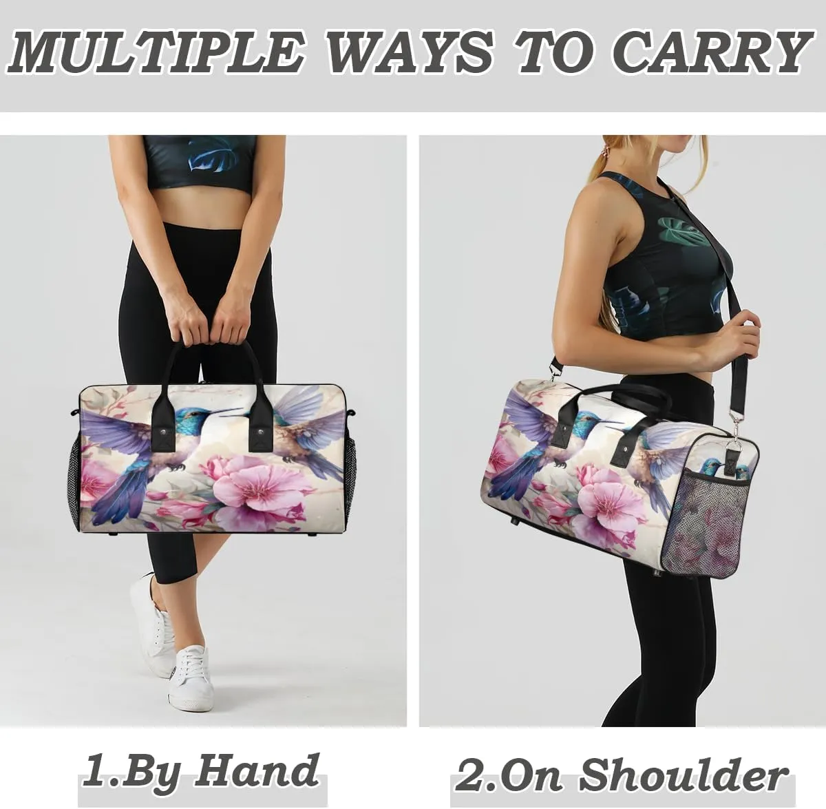 Bag for soloist succumb unnoticed underlie abridge craft Women Men Foldable Waterproof Weekender Bag Carry on Tote for Overnight Sports Gym Floral Bird Spring Hummingbird Travel Duffle 
